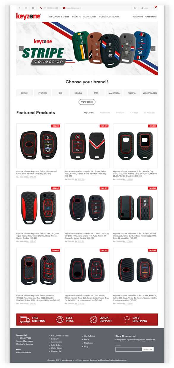 Ecommerce website for key cover manufacturing company