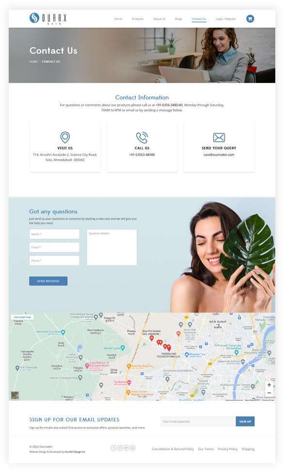 Ecommerce website for skin care manufacturing company