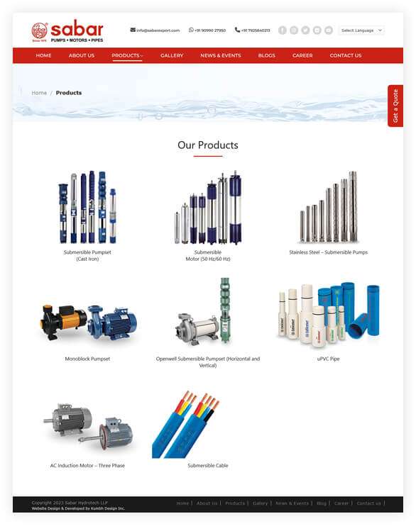 Website Development Submersible Pump Industry